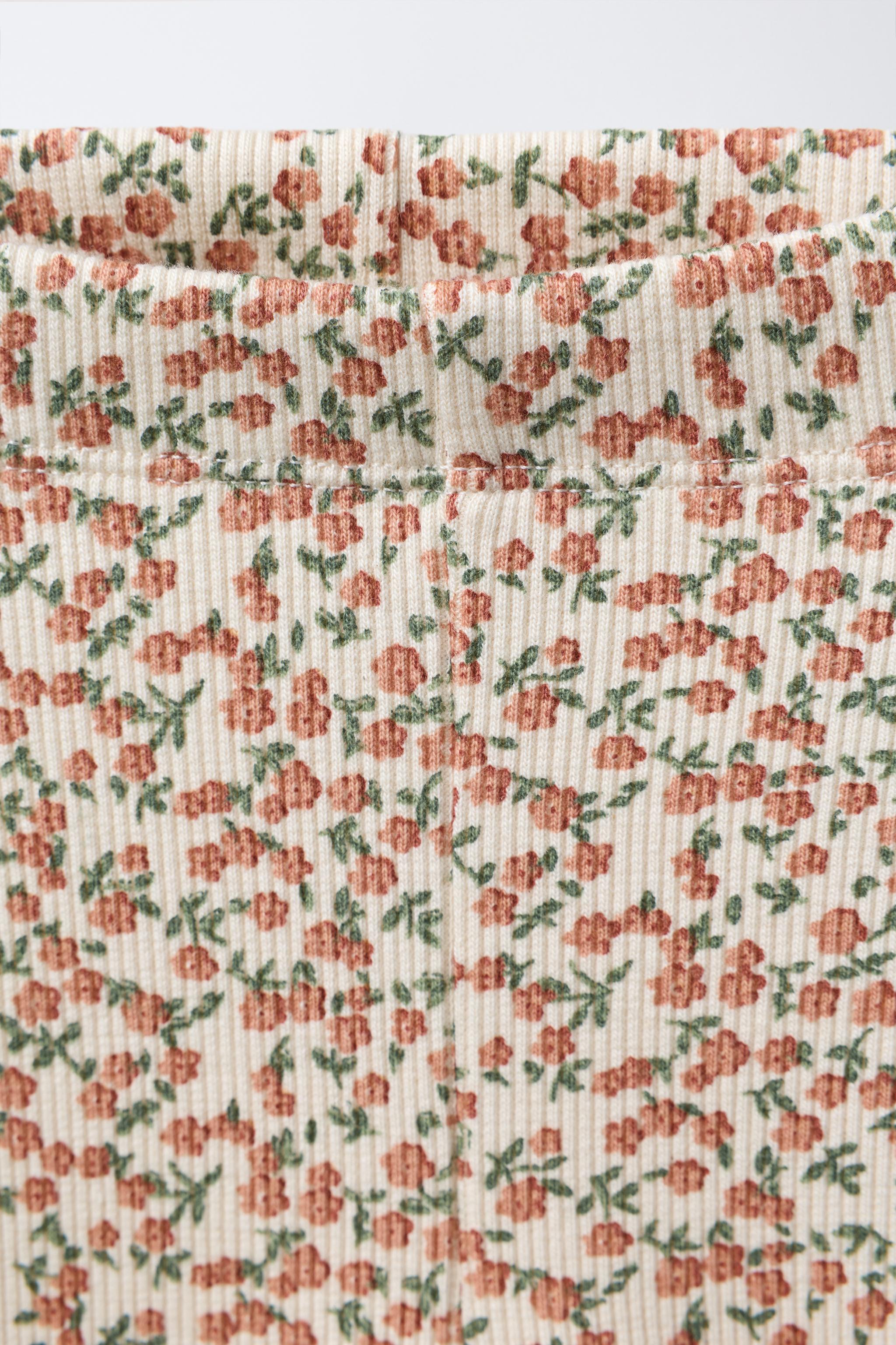 BEAR SWEATSHIRT AND RIBBED FLORAL LEGGING SET